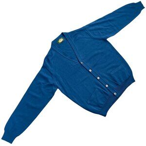 BONARDI (Italy) Interlock Knit Wool Blend Cuff Sleeve Cardigan Blue : M